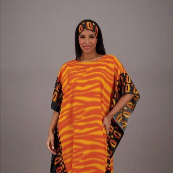 Orange zebra print kaftan - Picture 1 of 3